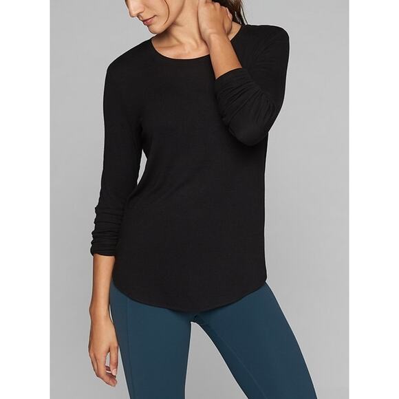 Athleta Crew Neckline Revive Long Sleeve Shirt Black Size Small - Picture 1 of 8